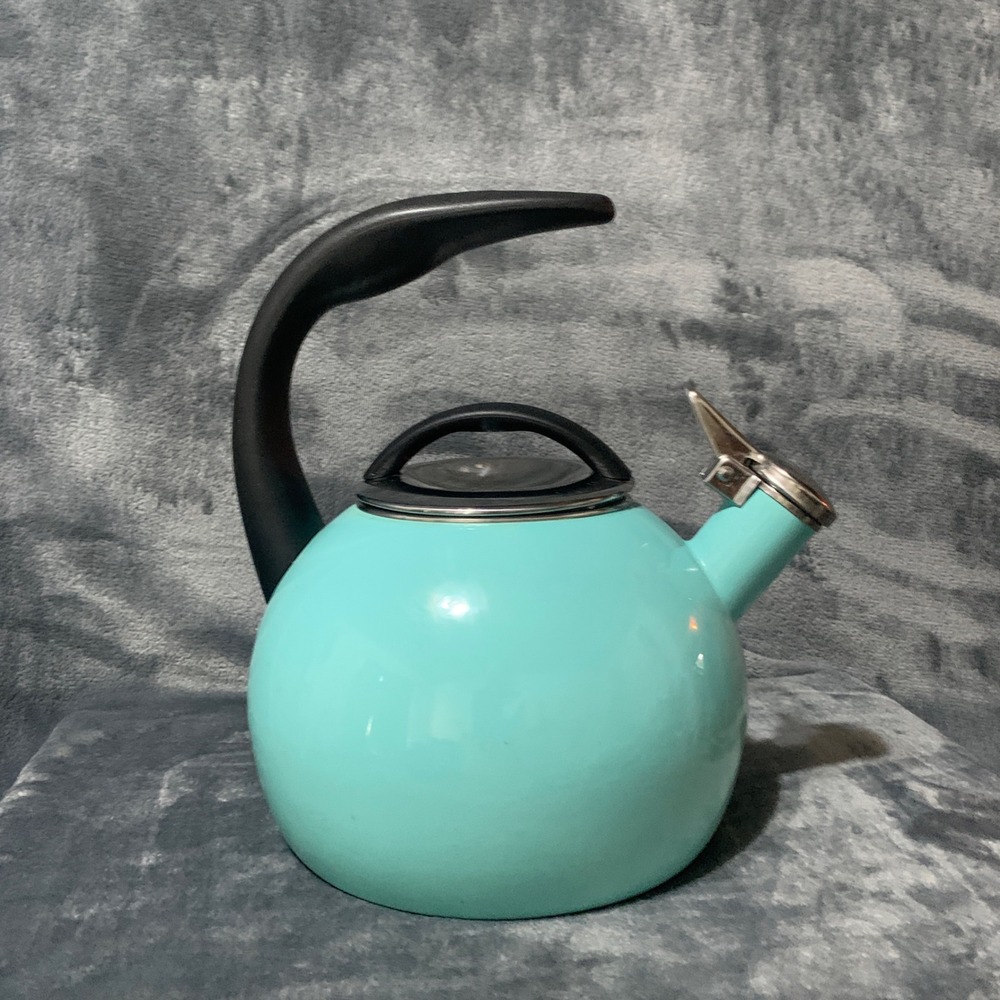 Chantal Tea Kettle Turquoise Blue Enamel on Steel Whistling Stovetop EUC